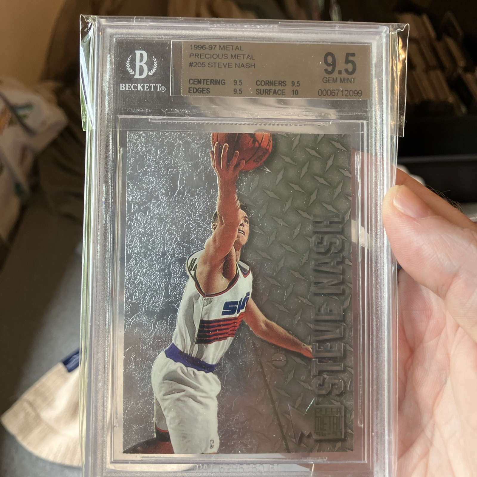 1996-97 Fleer Metal Steve Nash Precious Metal Rookie Rc #205 BGS 9.5 Pop 3