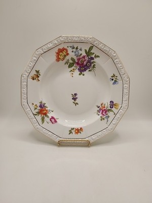 Rosenthal - Continental Flower-Marie 9 3/4 Inch Rimmed Soup Bowl-Gold Trim