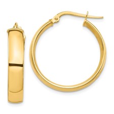 Italian 14k Yellow Gold High Polished 5mm x 25mm Small Hinged Hoop Earrings