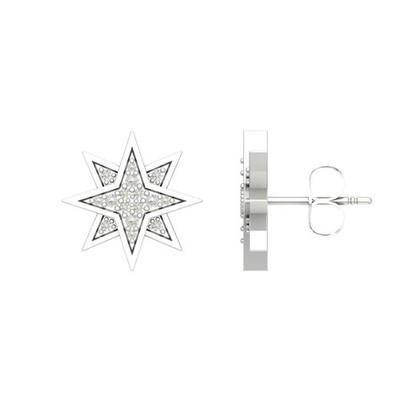10k White Gold Round 0.16Ct Lab Grown Diamond Stud Earrings Gift For Women