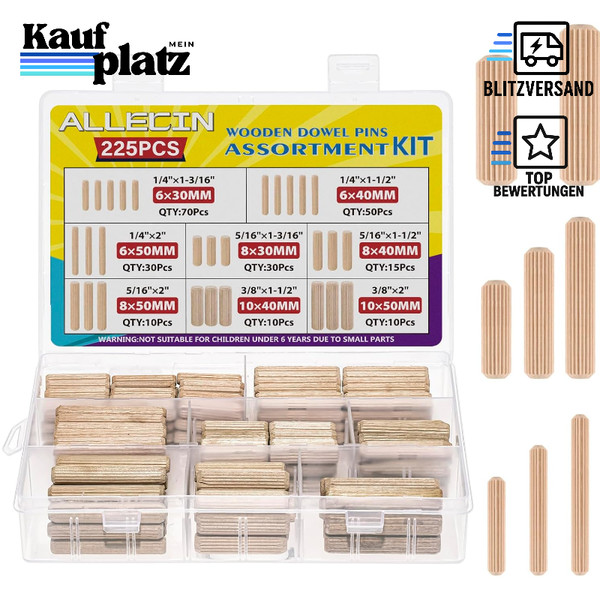 HolzdüBel Set 8MM 6MM 10MM RiffeldüBel HolzdüBelstifte FüR MöBel Basteln-image