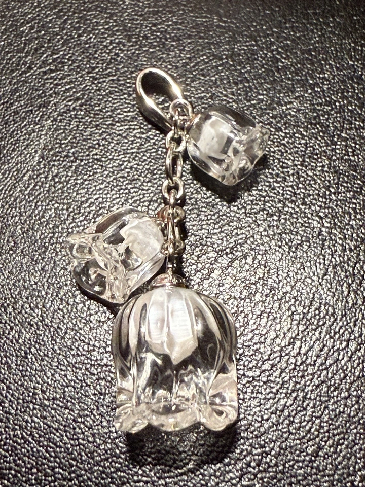 Lalique Muguet 3 Charm Pendant Necklace LALIQUE 925 Silver - Image 3 of 4