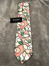 Barry Wang Tie Men's Pink Geometric 100% Silk 60" Long 3.25" Wide Business NWT