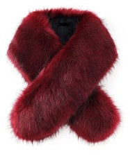 Women's Faux Fur Shawl Wraps for Winter Bridal Wedding Cover Up - Burgundy