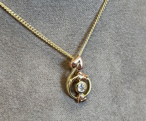 Ciondolo Clogau oro giallo e rosa 9 ct albero della vita amore vite diamanti 22" raro - Foto 4 di 9