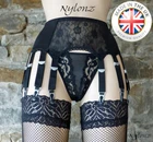 14 Strap Luxury Lace Front Suspender Belt Black (Garter Belt) NYLONZ ??UK Made