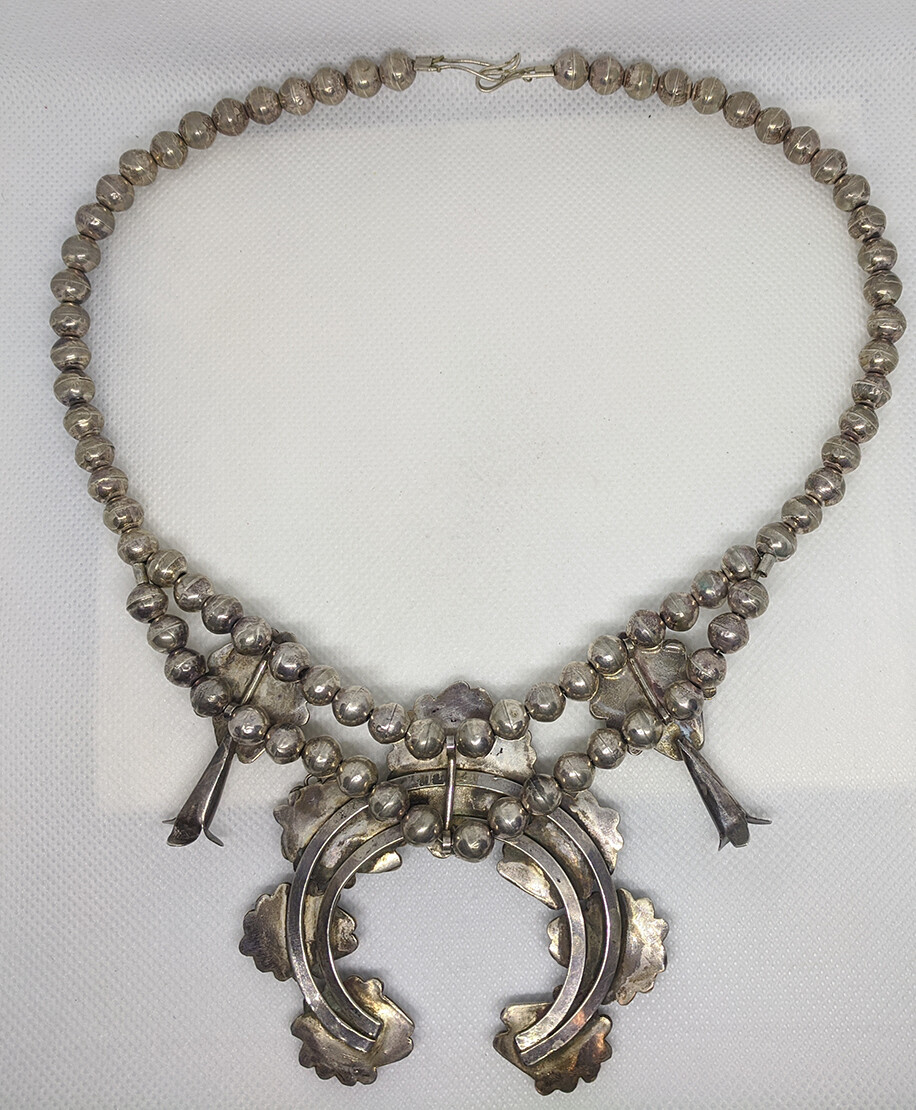 Lovely ca 1960s "Mini" Squash Blossom Necklace with B… Gem