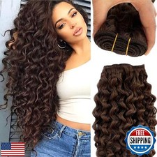 Curly Sew in Hair Extensions Real Human Hair Weft, Chocolate Brown Sew in Bun