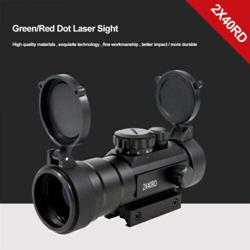 2x40 Dot Reflex 5 MOA Rail Adjustable Scope Sight Red Green Holographic Sight DE