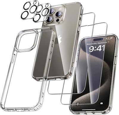 5in1 Schutzglas (Display + Kamera) für iPhone 15/Pro/ Max/Plus Hartglas Hülle