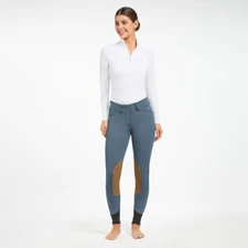 R.J. Classics Gracie Mid Rise Front Zip Breeches - Bluestone