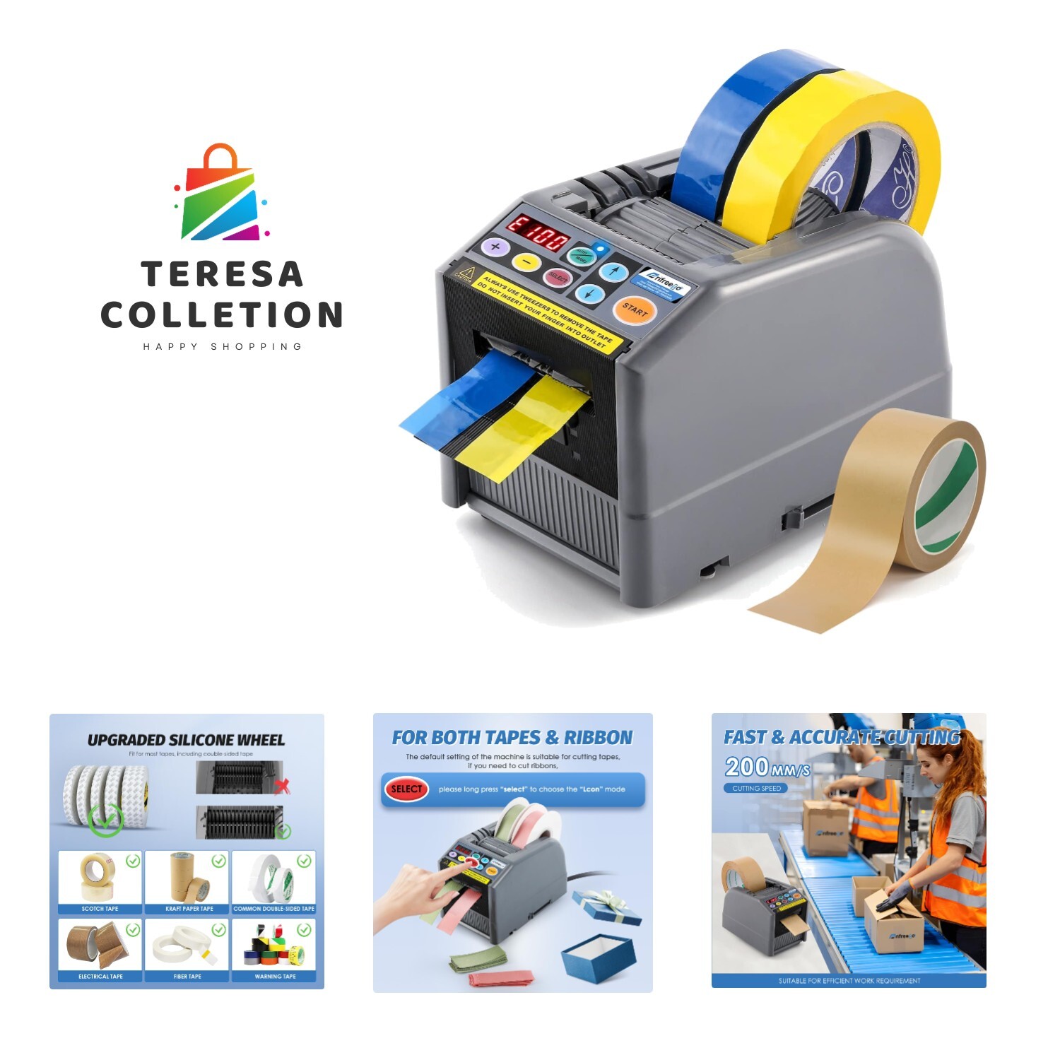 Automatic Tape Dispenser, Electric Ribbon Cutting Machine, Upgraded Silicone ...-image