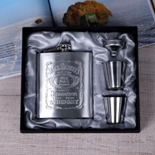 FIASCHETTA TASCABILE IN ACCIAIO INOX 7oz SET CON BICCHIERI E IMBUTO