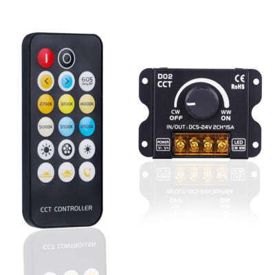 30A LED Strip Light Knob Switch Dimmer with RF Remote For DC5-24V CCT Tape light