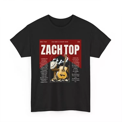 Zach Top' Cold Beer & Country Music Tour 2025 t-shirt Size S-5XL
