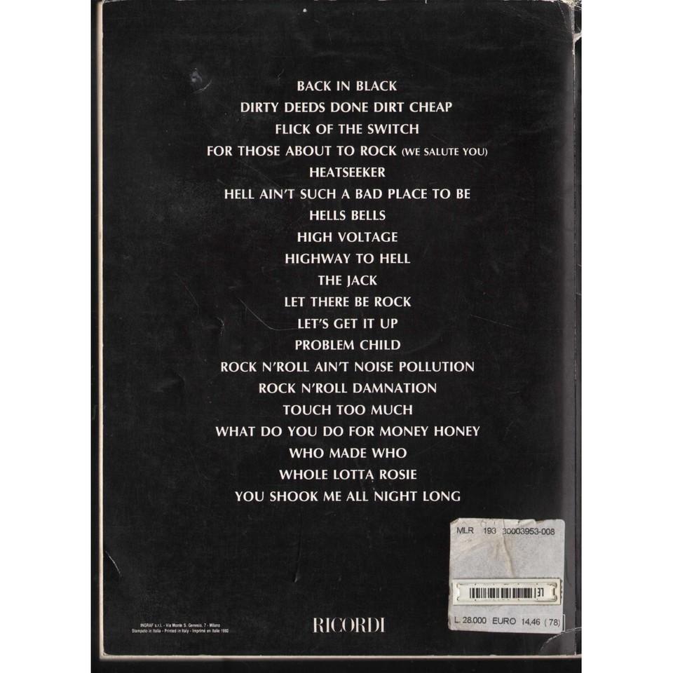 Ac / DC Book - Sheet Music New 9780711927643| eBay