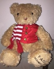 FAO Schwarz Beige Teddy Bear Red Vest / Stripe Scarf 2018