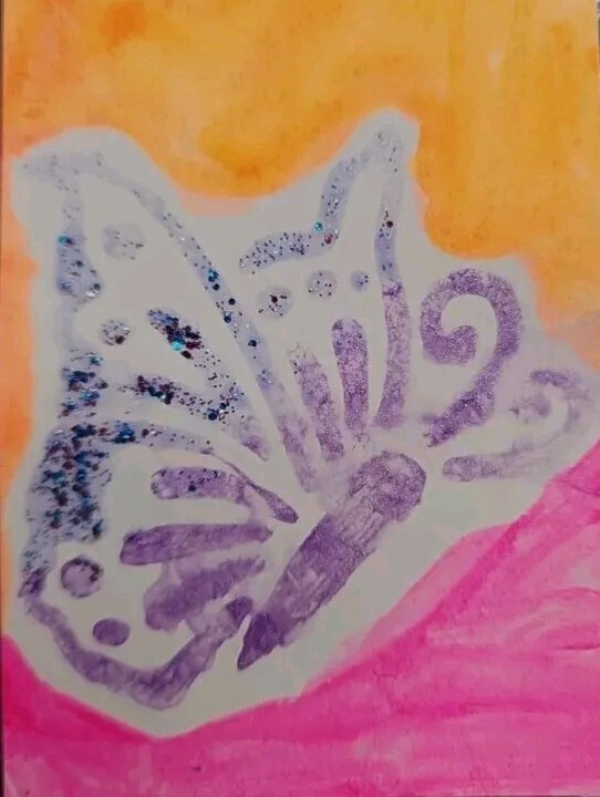 ACEO Original Acrylic Painting, 2.5 x 3.5 in, Butterfly , GoldenLightArt