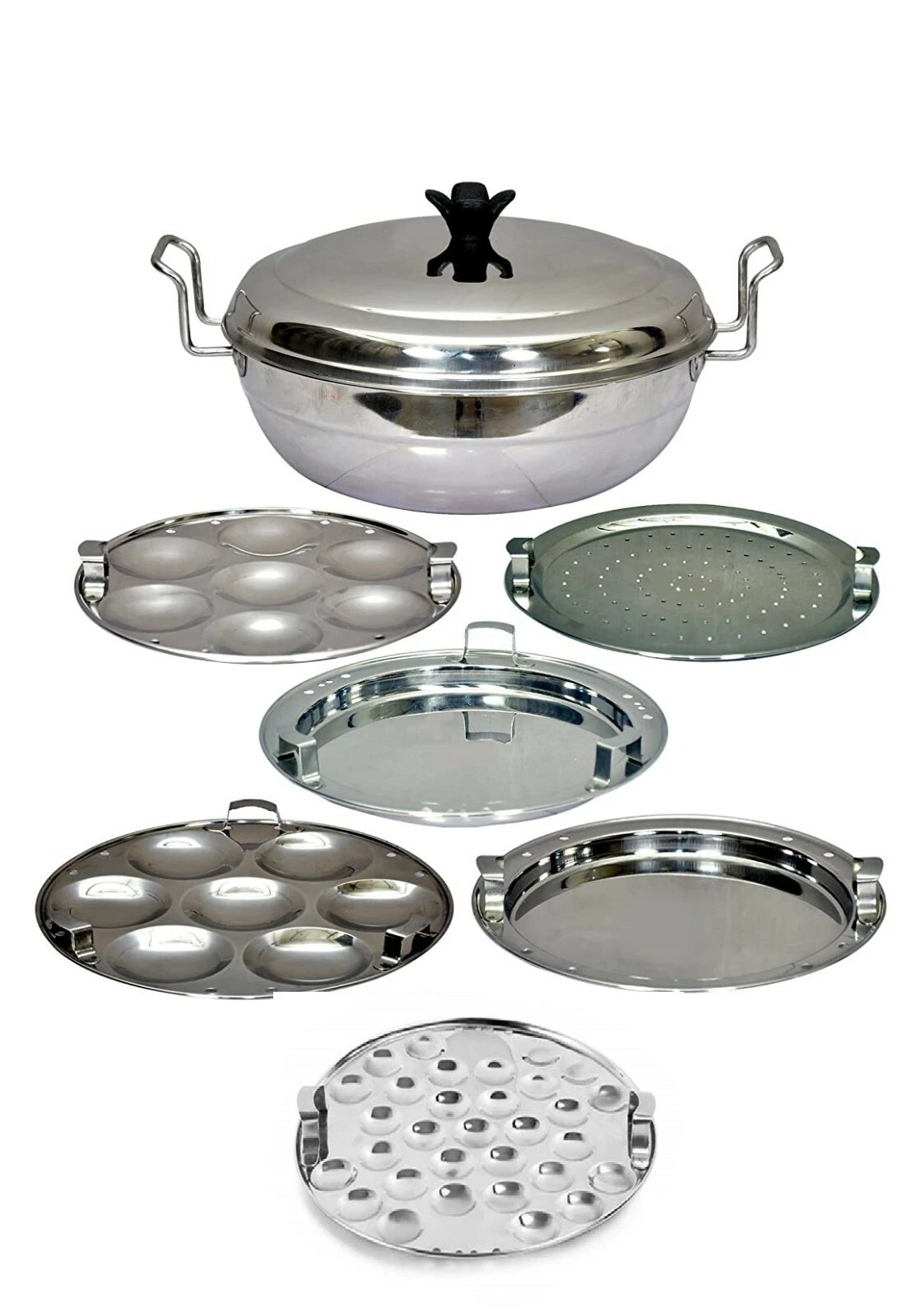 Plain Bottom Multi Kadai Idli Cooker 5 IN 1