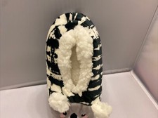 Girls Slippers Socks Black White Animal Kids Shoe Size New