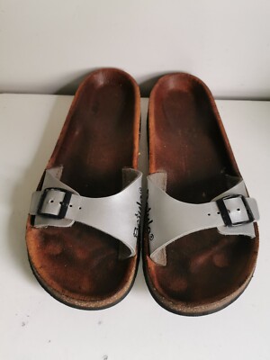 BIRKENSTOCK RELAX BETULA UK 7 EU 40 DAMEN SILBER FLACH SOMMER SLIDER SANDALEN