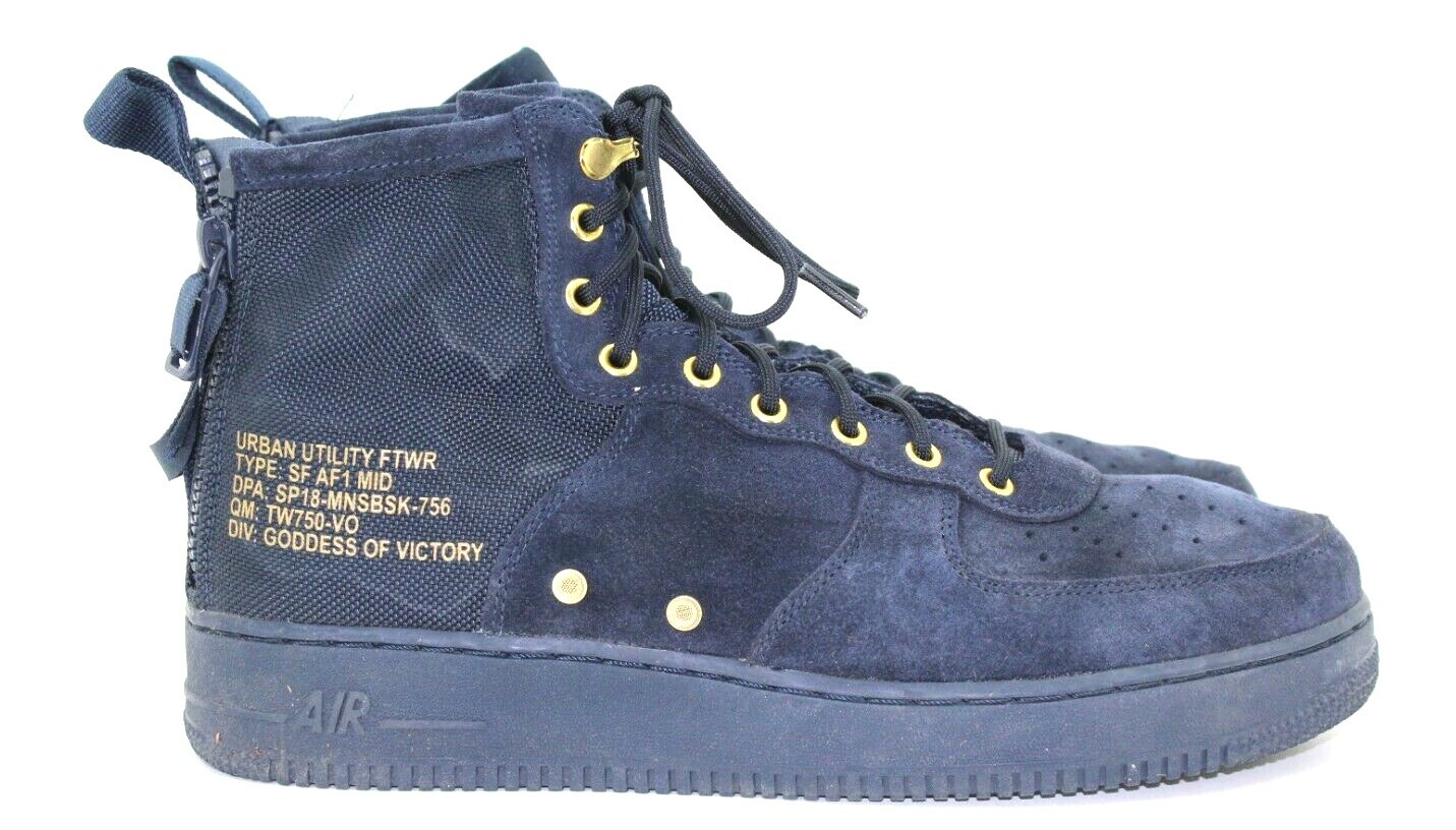 nike sf air force 1 mid obsidian metallic gold