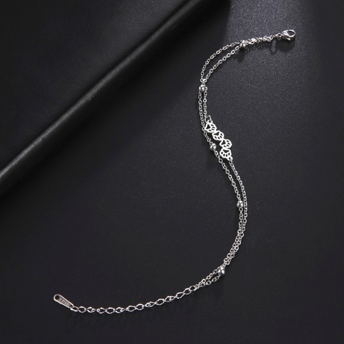 Pulseras de acero inoxidable para mujer huellas de animales pulsera de doble cadena - Imagen 2 de 10