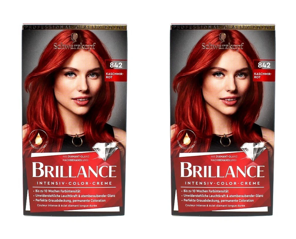 2x Schwarzkopf Brillance Intensiv-Color-Creme 842 Kaschmirrot EAN4015100441321