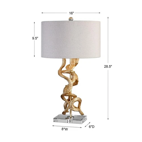 Uttermost Twisted Vines Modern Crystal and Metal Table Lamp in Gold/Oatmeal - Picture 4 of 4