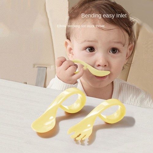 Tool Curved Fork Eat Training Auxiliary Spoon Elbow Spoon Baby Spoon Fork - Picture 6 of 16