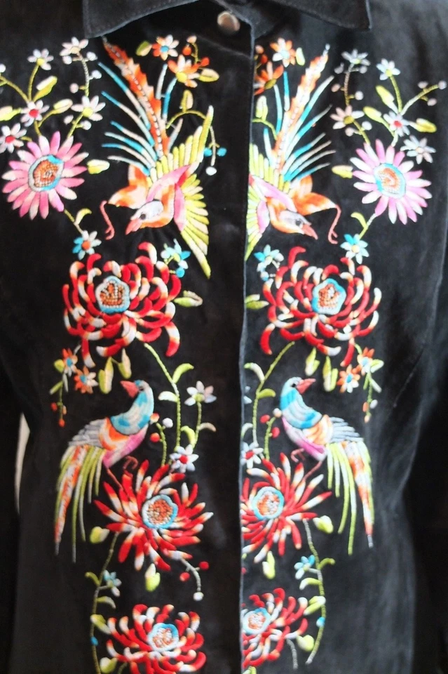 BLK FRIDAY-CYBER MONDAY ONLY/BOHO LUXE/AVANTI EMBROIDERED BLK. SUEDE/FREE SHIP2U - Image 3 of 4