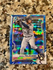 2021 Bowman Chrome Sapphire Edition Prospects Mario Feliciano Milwaukee Brewers