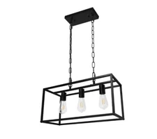 Farmhouse Kitchen Island Lighting Modern Linear Chandelier Industrial - Black