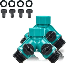 2-Pack 2-Way Garden Hose Splitter 3/4" with Shutoff Valve Gardening & Irrigation