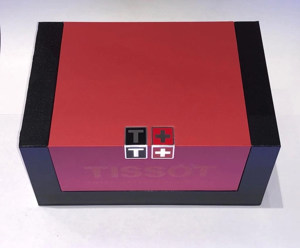 Nueva caja de reloj suizo Tissot original completa con folletos y bolsa de tela Foto 4 de 4
