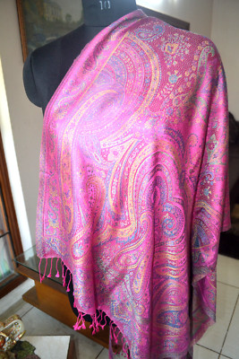 EXQUISITE IRIDESCENT SILK PASHMINA JAMAVAR SHAWL JAMAVAR CHALE ~16 DESIGN STOCK