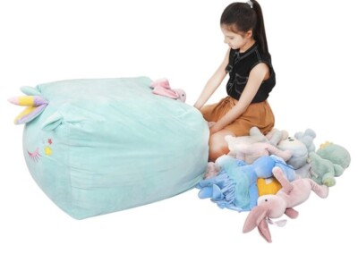 Stuffed Animal Bean Bag Chair Storage Cover ONLY Velvet Soft Unicorn Storage