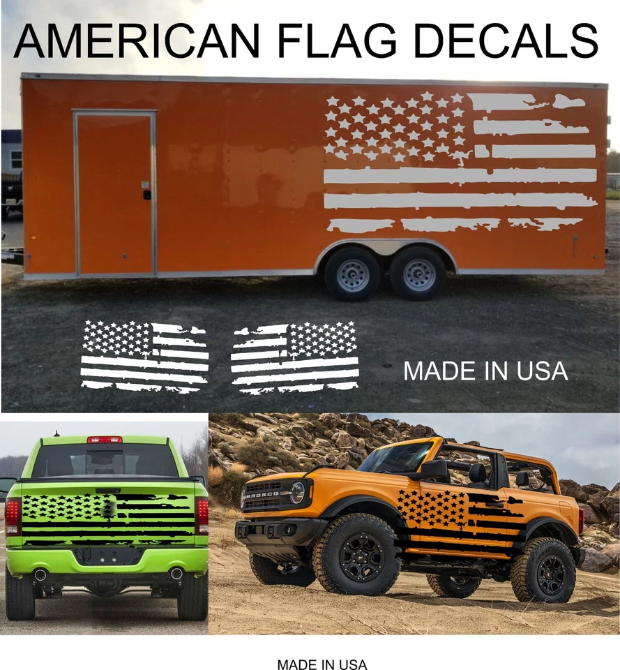 American Flag Vinyl Decal for Truck Car Boat RV SUV VAN Trailer – MADE IN USA - Image 2 of 4