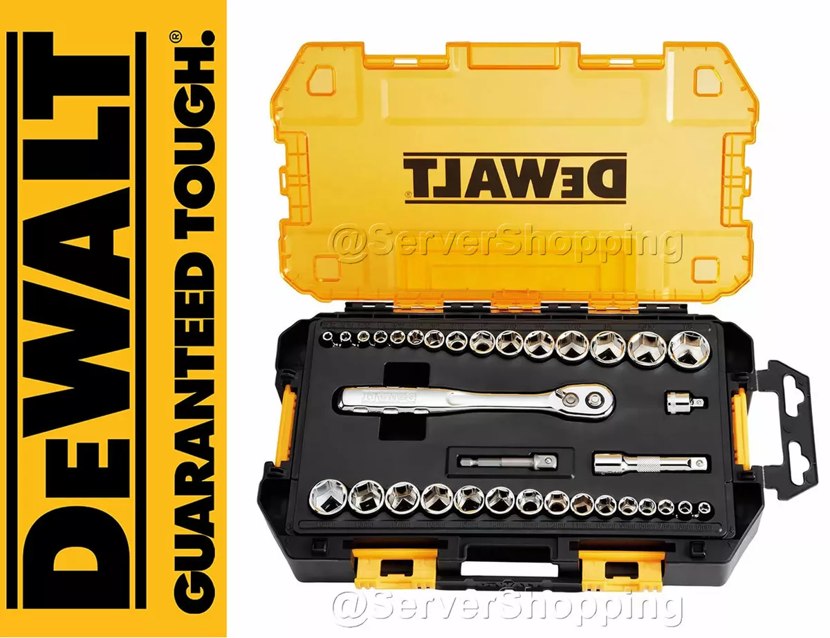 34 Piece DEWALT Mechanics Socket Tool Set with Stackable Carry Case BRAND NEW