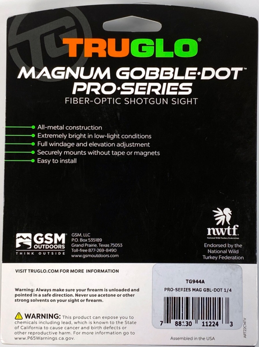 TRUGLO Magnum Gobble Dot Pro Shotgun Sights For Benelli SBE, M1, Nova - TG944D