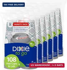 Dixie To Go Paper Coffee Cups With Lids, 16 oz, 108 Count 6 packs of 18 cups ,