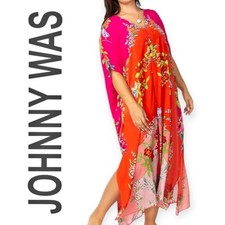 Johnny Was  L/XL  Nanya V-Neck Maxi Kaftan Dress Cover Up Robe