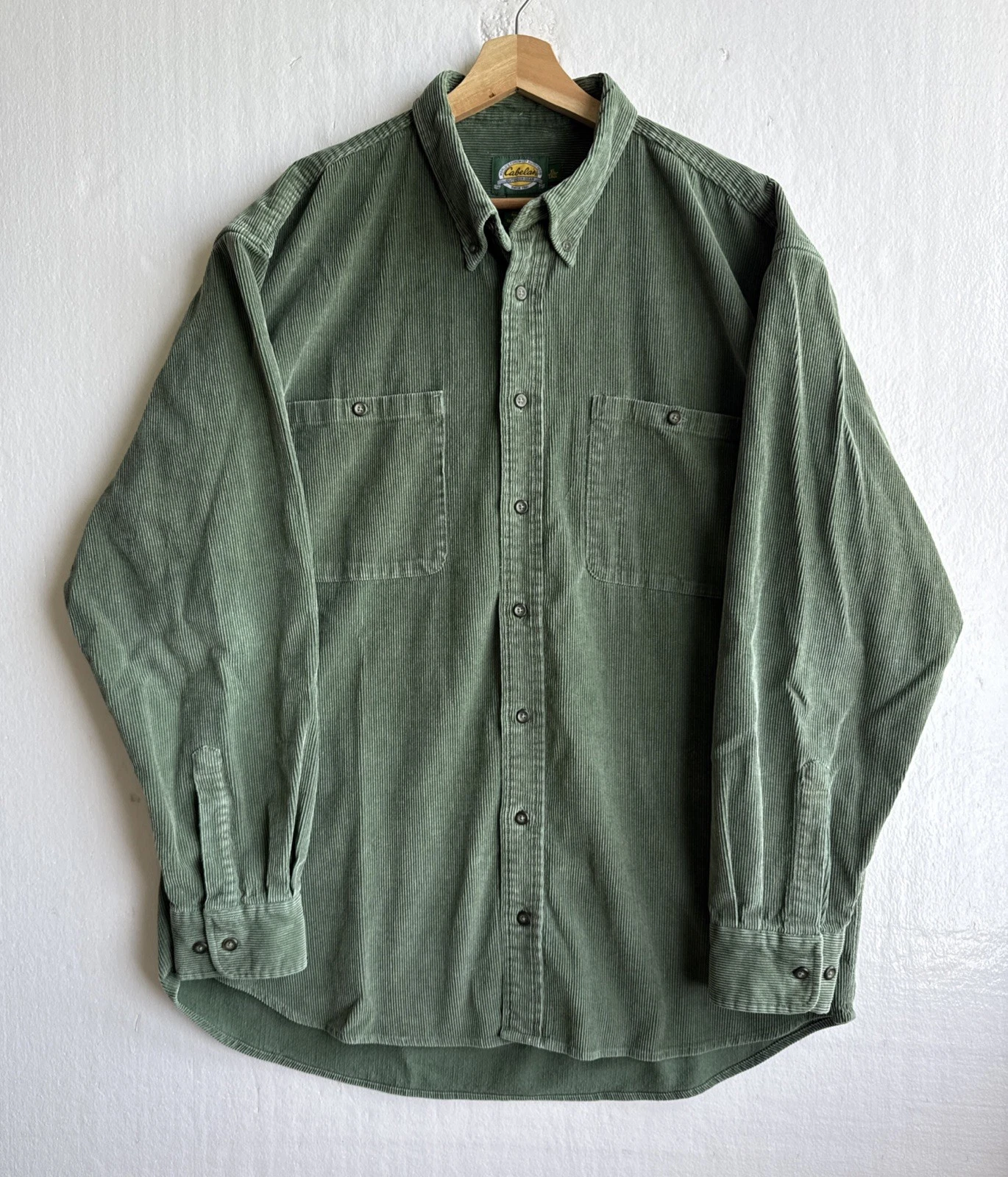 Cabela's Green Corduroy Velvet Button-Down Cotton Shacket Shirt Jacket Size XL