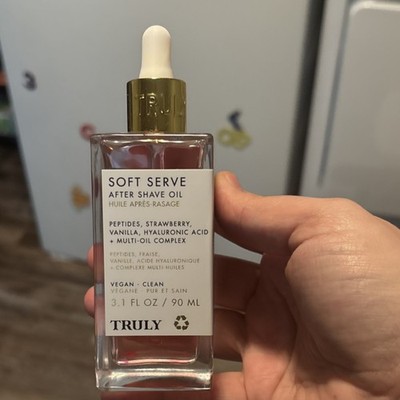 Truly Soft Serve After Shave Oil Hyaluronic Acid Strawberry Vanilla 3 fl oz