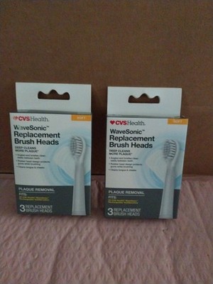 Lot 2~ CVS Health ~ Wave Sonic ~ Replacement Brush Heads 3 Count (6 total) NEW 