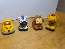 Lot Of 4 VTech Go Go Smart Wheels Animals Zebra Monkey Giraffe Zoo Car