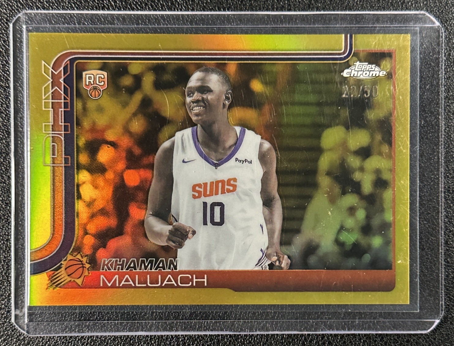 KHAMAN MALUACH 2025-26 TOPPS CHROME #260 ROOKIE GOLD REFRACTOR RC 22/50 SUNS