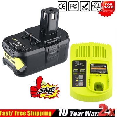 2x Original Für Ryobi Akku 18V 5,0Ah HP Lithium ONE Plus RB18L50 P108/Ladegerät