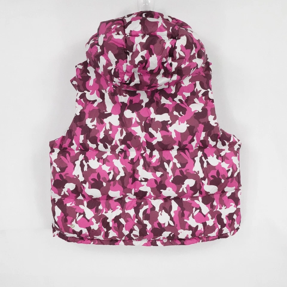 Chaleco Lululemon Mujer Talla 10 Rosa Camuflaje Wunder Puff Recortado Con Capucha Nuevo Foto 2 de 4