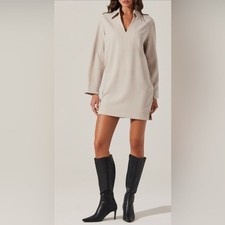 ASTR The Label collar long sleeve shift DRESS